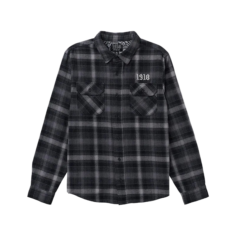 1910 Burslem Men's Flannel Shirt - Charcoal - 7B Boardshop