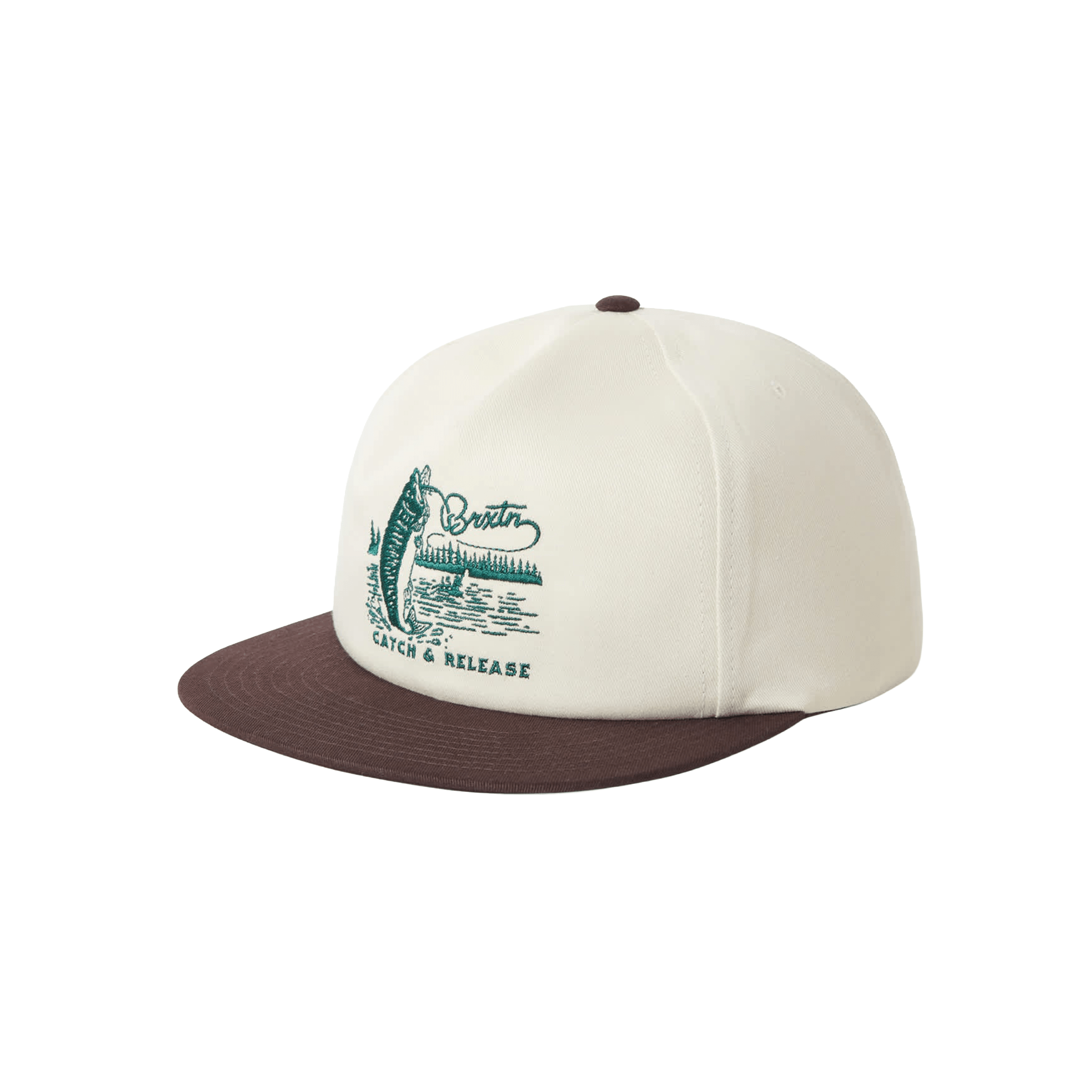 Brixton Catch and Release Snapback Hat – Off White/Brown - 7B Boardshop