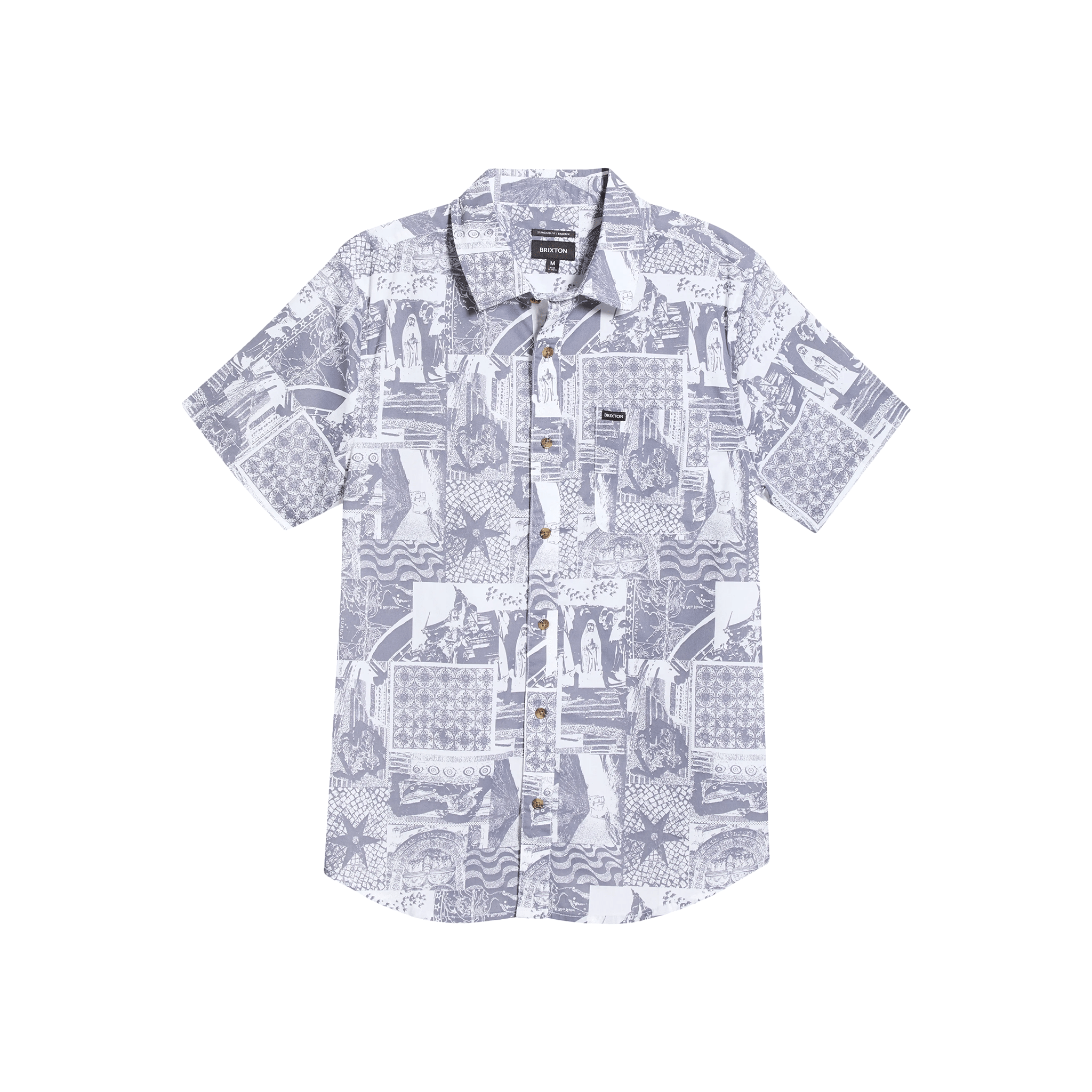 Brixton Charter Print Short Sleeve Woven Shirt - Navy/White Collage - 7B Boardshop