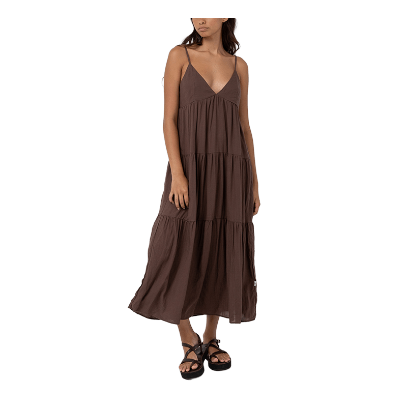 Rhythm Classic Tiered Midi Dress – Women's Chocolate - 7B Boardshop