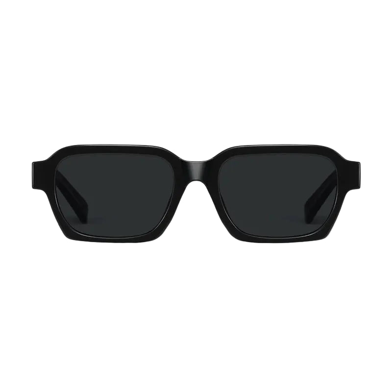 Black sunglasses on a light gray background