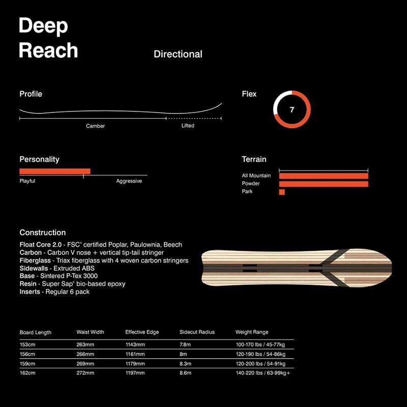 United Shapes Deep Reach Snowboard 2026/27 - 162cm - 7B Boardshop