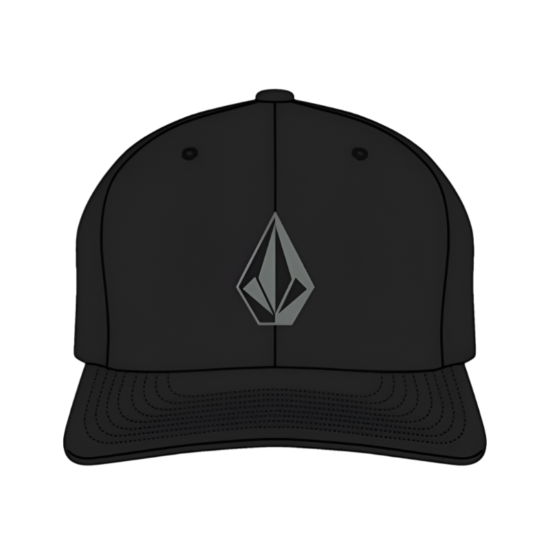 Black cap with a logo on a white background