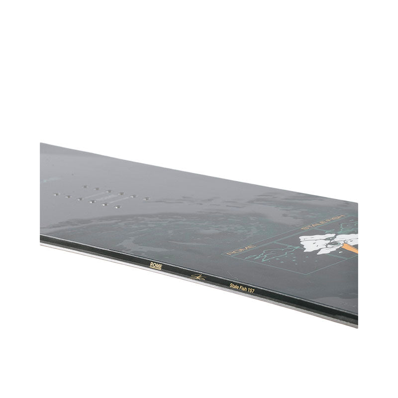Sidewall view of a Rome snowboard