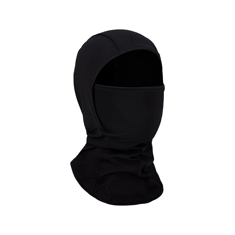 A black full-head balaclava or ski mask with an integrated neck gaiter, shown on a plain white background.