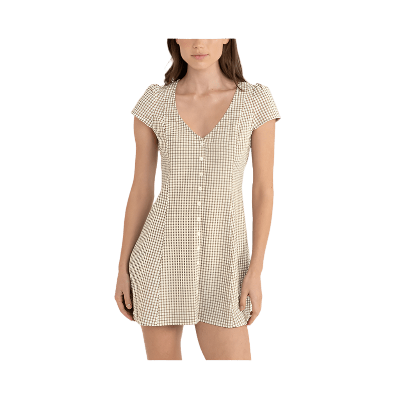 Rhythm - Lola Check Cap Sleeve Mini Dress - 7B Boardshop