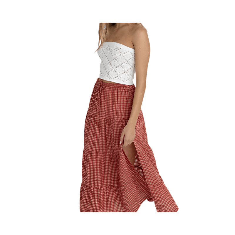 Rhythm - Lola Check Tiered Maxi Skirt - 7B Boardshop