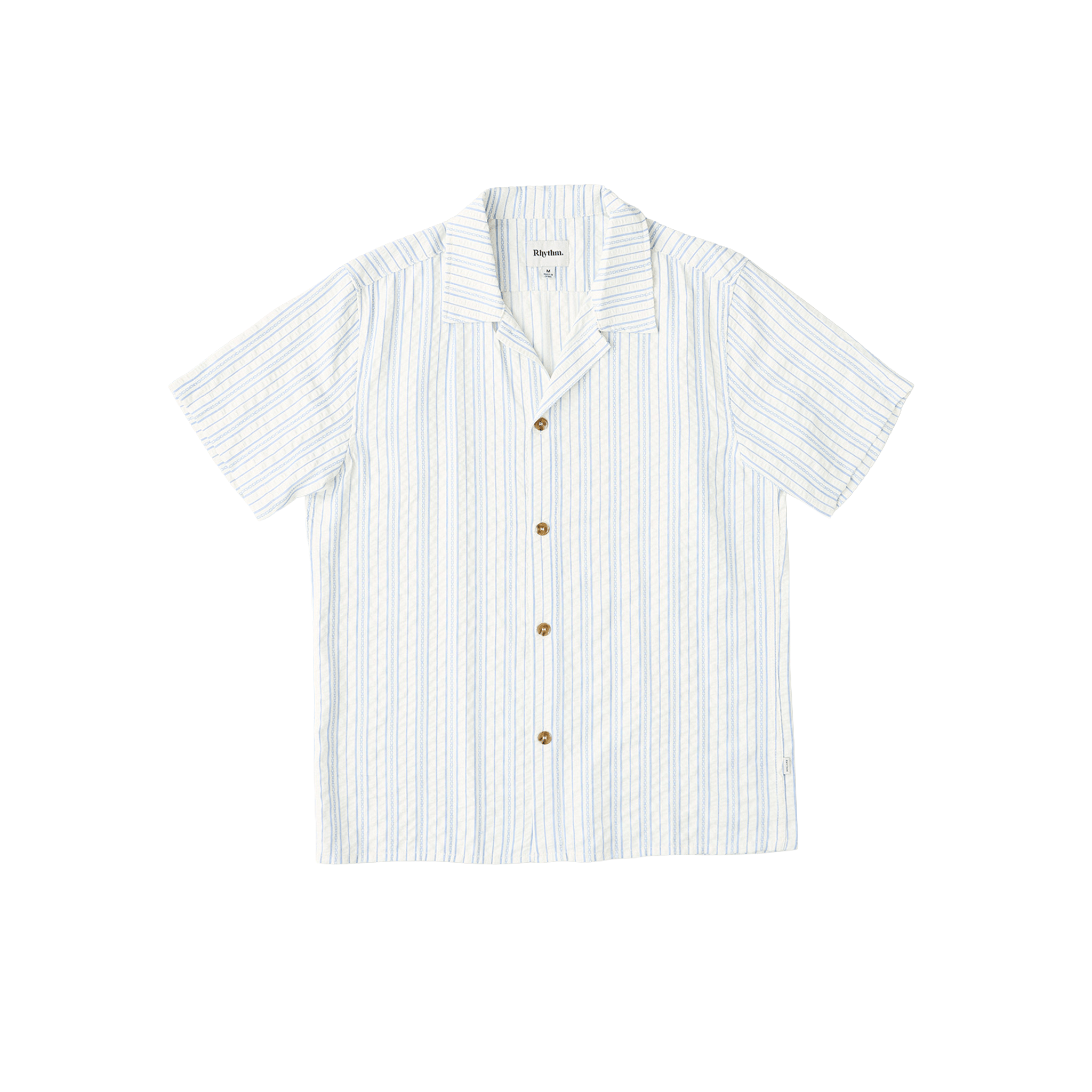 Rhythm Novelty Stripe Short Sleeve Shirt – White - 7B Boardshop
