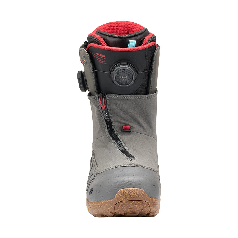 Front view of grey k2 double boa snowboard boot