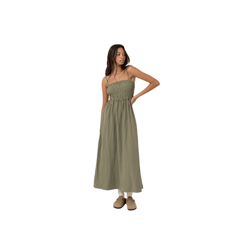 Rhythm - Classic Shirred Midi Dress - 7B Boardshop