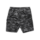 Black camouflage shorts on a white background