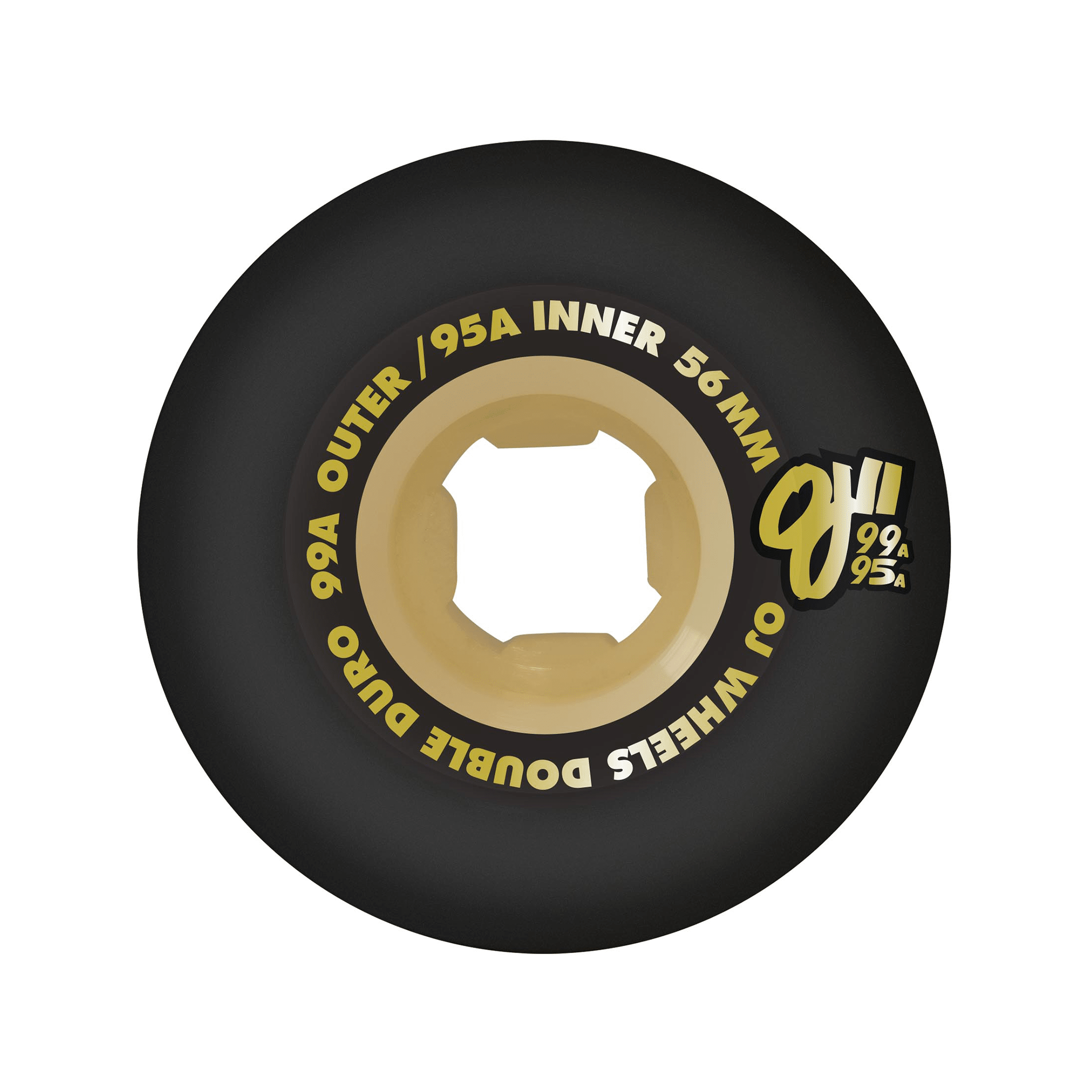 OJ Wheels Double Duro Black/Gum Chubbies 56mm Skateboard Wheels 99a/95a - 7B Boardshop