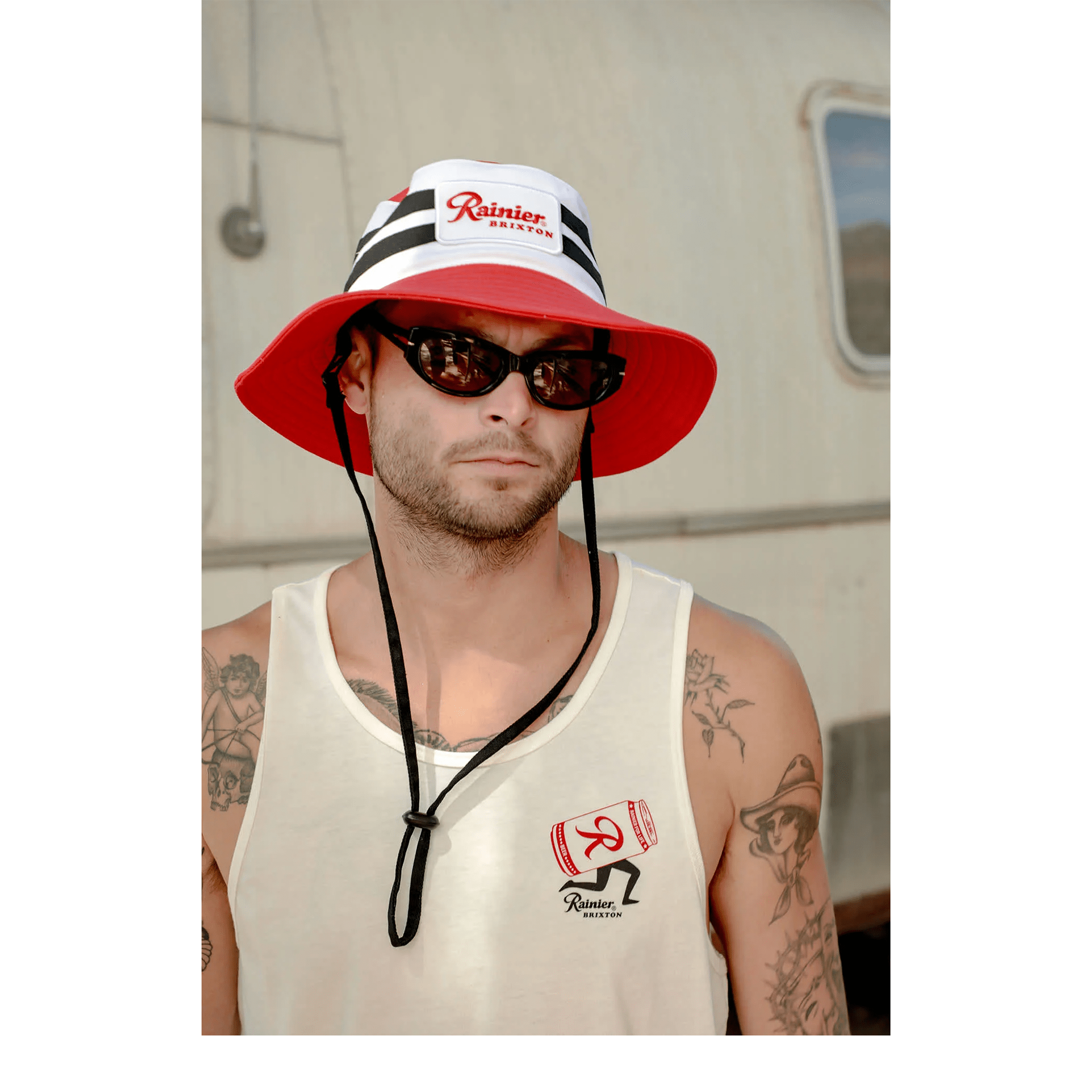 Brixton x Rainier Boonie Hat - Natural/Red - 7B Boardshop