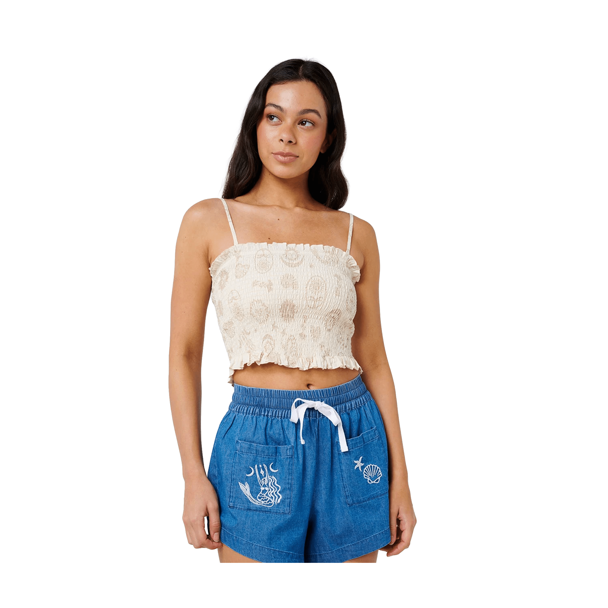 Rip Curl Catalina Island Shirred Top – Natural - 7B Boardshop