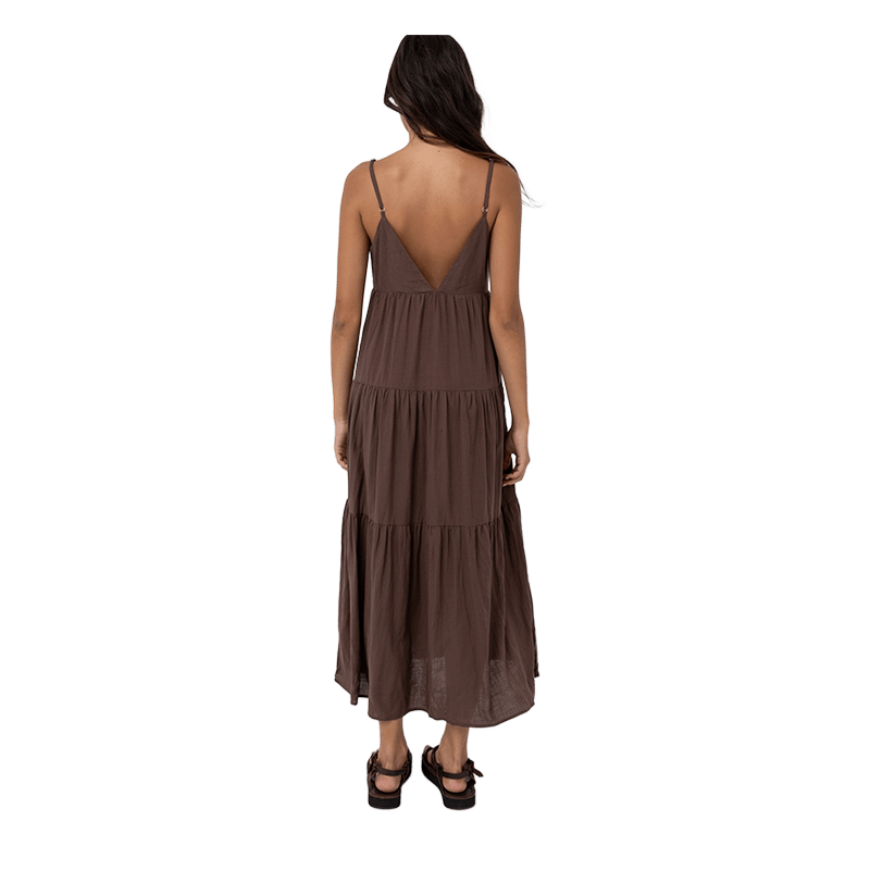 Rhythm Classic Tiered Midi Dress – Women's Chocolate - 7B Boardshop