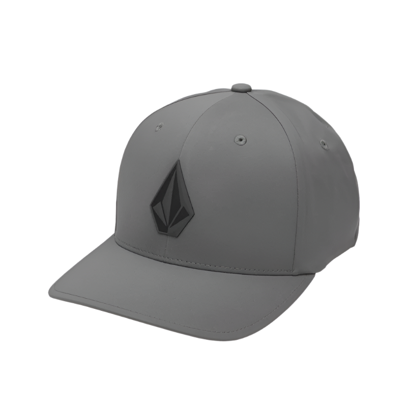 Gray cap with a black logo on a white background