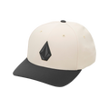 Two-tone cap with a logo on a white background