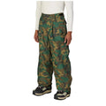 Model wearing camo wide leg pants