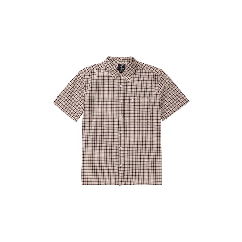 Volcom Flatlands Men's Short Sleeve Woven Shirt - Light Khaki - 7B Boardshop