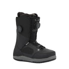 A single black Ride snowboard boot with a BOA dial closure system, shown from a three-quarters angle against a light gray background.