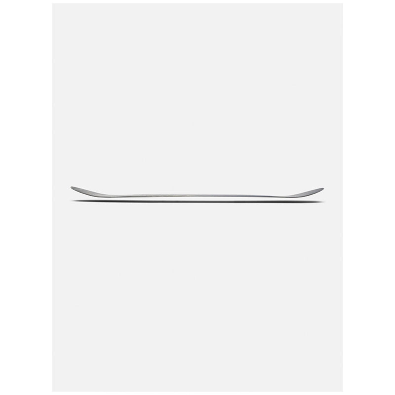 A minimalist, slim horizontal metallic handlebar or trim piece in a silver finish, shown against a solid light gray background.