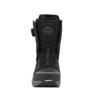 A black Ride Lasso Pro snowboard boot with a dial closure system, shown from the front against a light gray background.