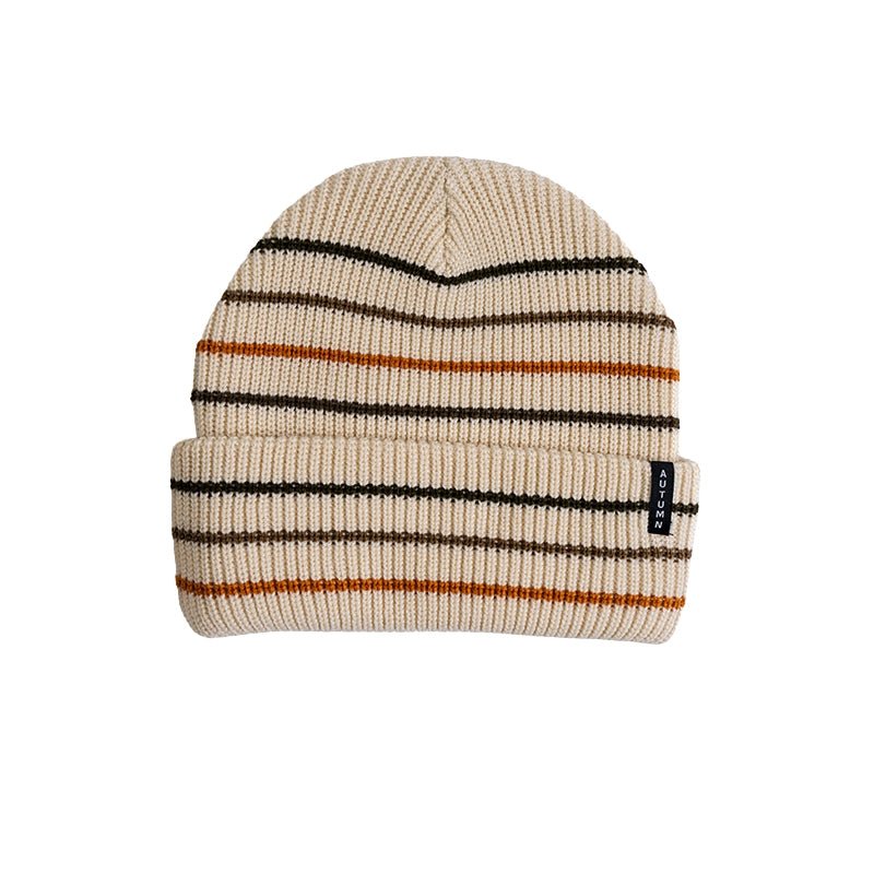 Autumn Multi Stripe Beanie - Six-Color Knit Hat - 7B Boardshop