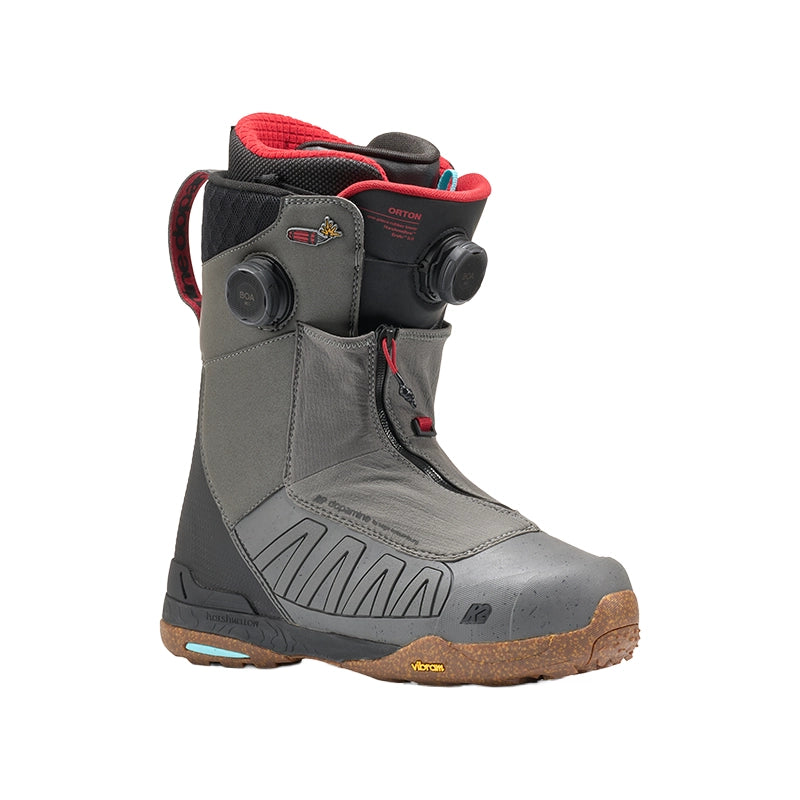Side view of grey double boa k2 snowboard boot