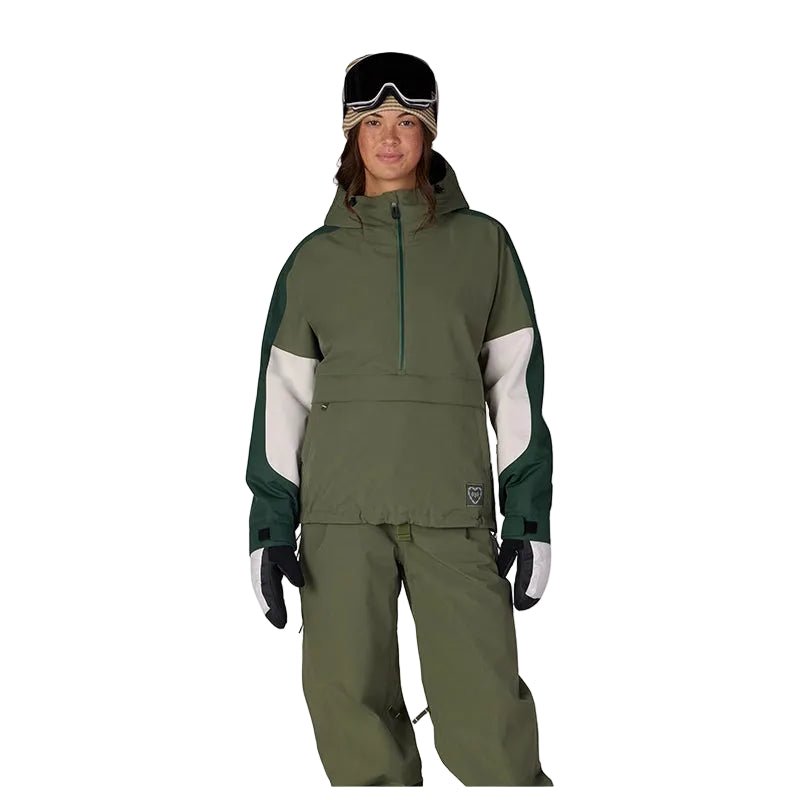 686 Women's Outline Shell Anorak 2027 – Fatigue Green Colorblock - 7B Boardshop
