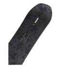 A black snowboard with a subtle dark gray floral pattern and a white 'TERRAFORM' logo near the nose, shown diagonally on a solid white background.