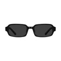Black rectangular sunglasses with dark lenses, shown from the front on a light gray background.