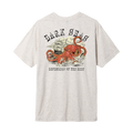 Gray t-shirt with an octopus and ship graphic and 'Dark Seas Defenders of the Deep' text on a white background