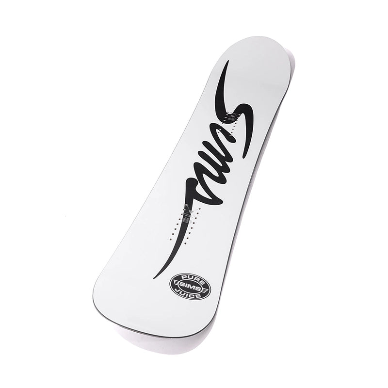 Top view of white sims snowboard
