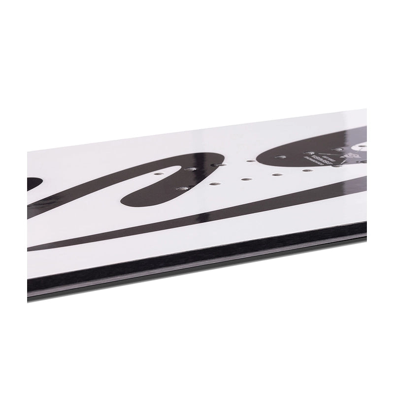 Edge view of white sims snowboard
