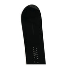 A close-up of a black snowboard nose.