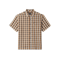 Brixton Cru Linen Blend Short Sleeve Woven Shirt – Black/Tobacco Plaid - 7B Boardshop