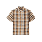 Brixton Cru Linen Blend Short Sleeve Woven Shirt – Black/Tobacco Plaid - 7B Boardshop