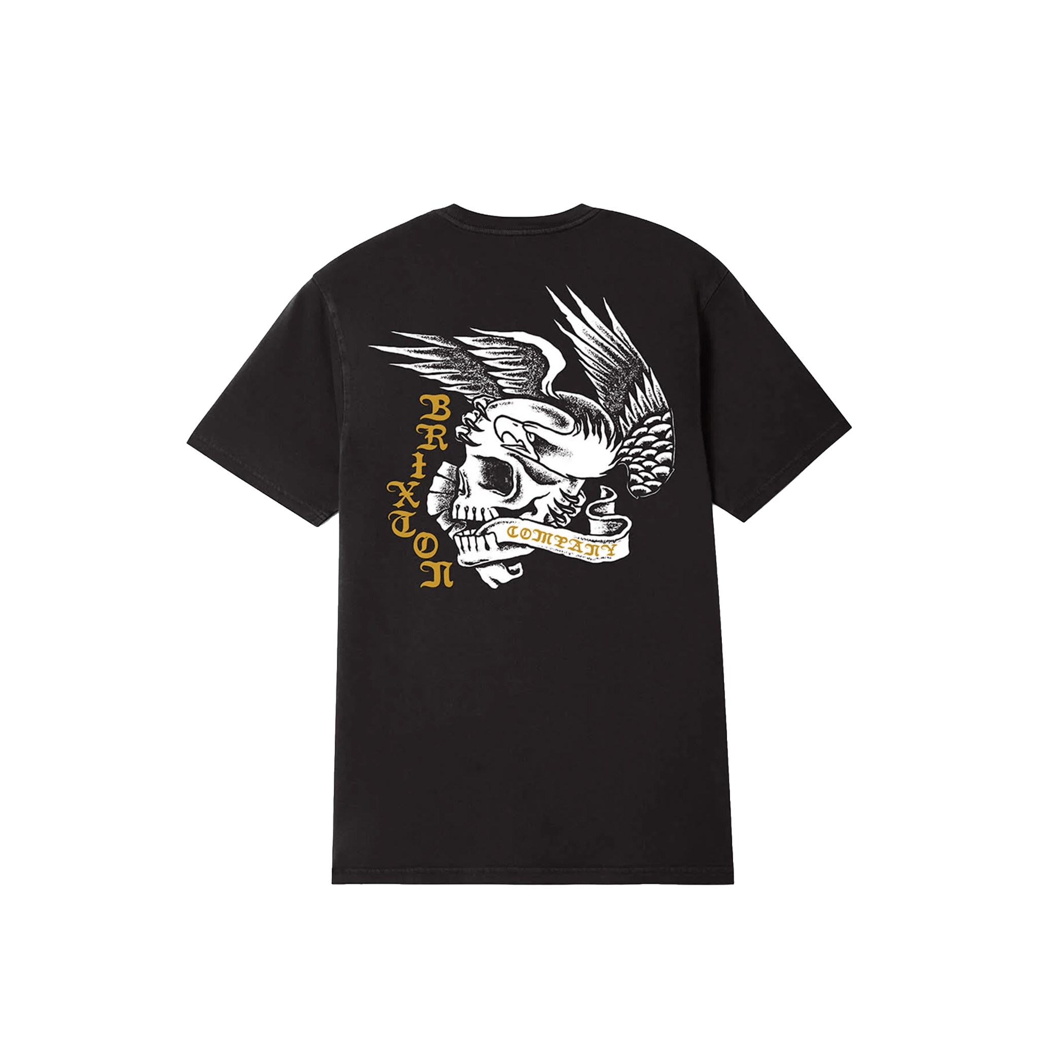 Brixton Wolcott Short Sleeve Tee – Black Worn Wash Graphic T-Shirt - 7B Boardshop