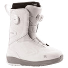A white and gray Nitro snowboard boot with a BOA dial closure system, shown from a side profile on a white background.