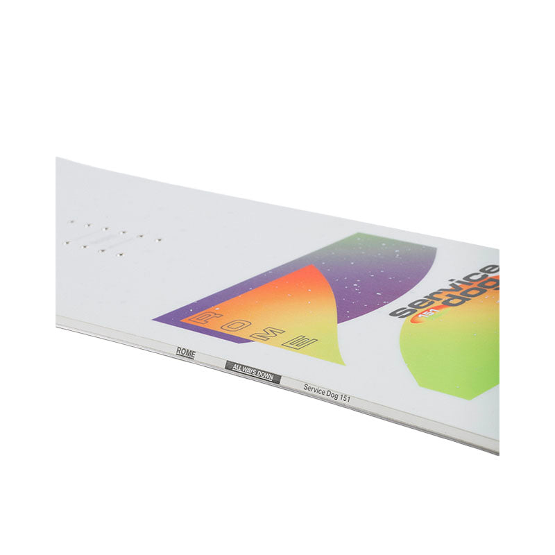Sidewall view of a Rome Snowboard