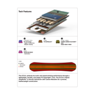 Technical diagram of a snowboard with layers and features labeled, on a white background.