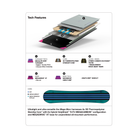 Technical diagram of a snowboard with layers and features labeled on a white background