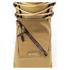 Close-up of a tan technical boot with a diagonal dark brown zipper, tan laces, and a small 'NITRO' logo patch on the side, set against a plain white background.